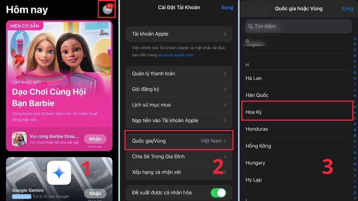 Truy cập App Store để bắt đầu thiết lập chuyển vùng trên iPhone Truy cập App Store để bắt đầu thiết lập chuyển vùng trên iPhone