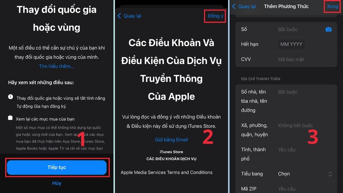 Tiến hành thiết lập chuyển vùng qua các quốc gia mong muốn Tiến hành thiết lập chuyển vùng qua các quốc gia mong muốn